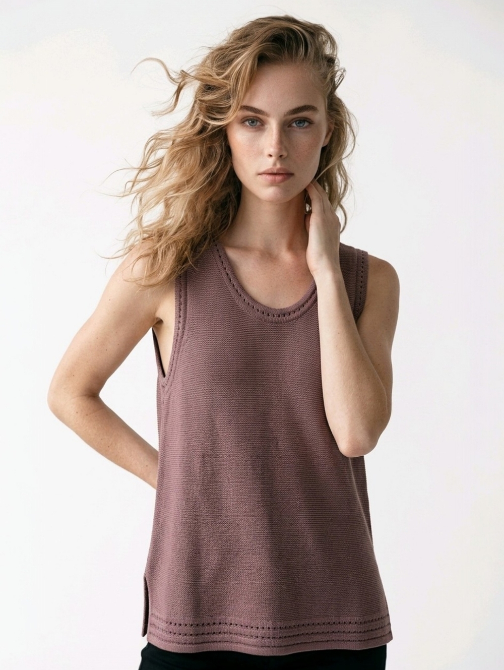J. Jill Women's Brown Mocha Sweater Petite XL Sleeveless Oversized Generous Boxy